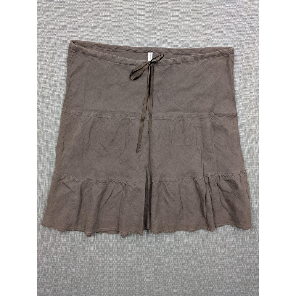 Allen Allen Skirt Womens Large Brown Peasant Ruffle Hem Drawstring Waist Boho
